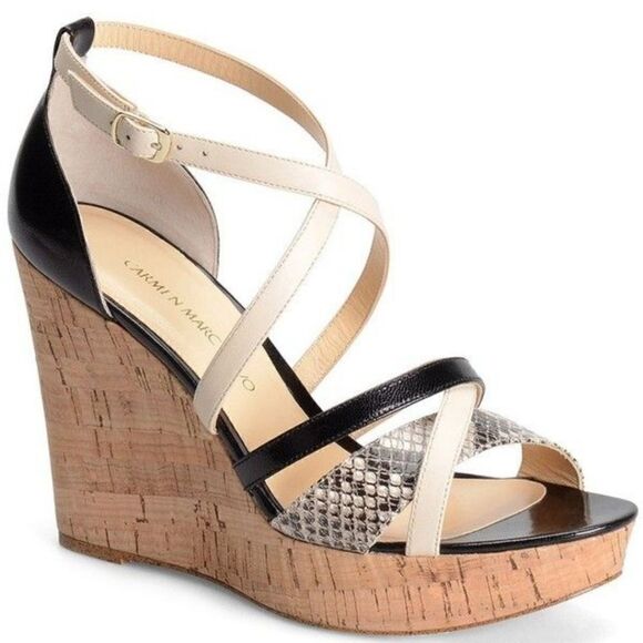 Carmen Marc Valvo Leather Sabina Wedge, Size 8 - Picture 1 of 7